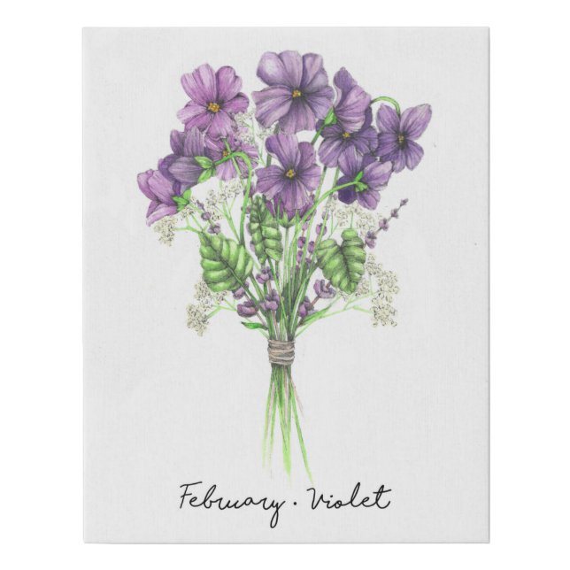 Birth Month Flower Faux Canvas Print (Front)