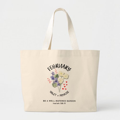 Birth Month Flower FEBRUARY Christian Large Tote Bag