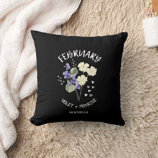 Birth Month Flower FEBRUARY Christian Throw Pillow (Blanket)
