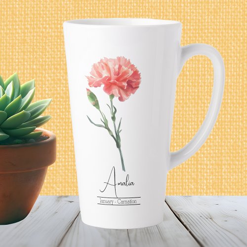 Birth Month Flower January Carnation Latte Mug