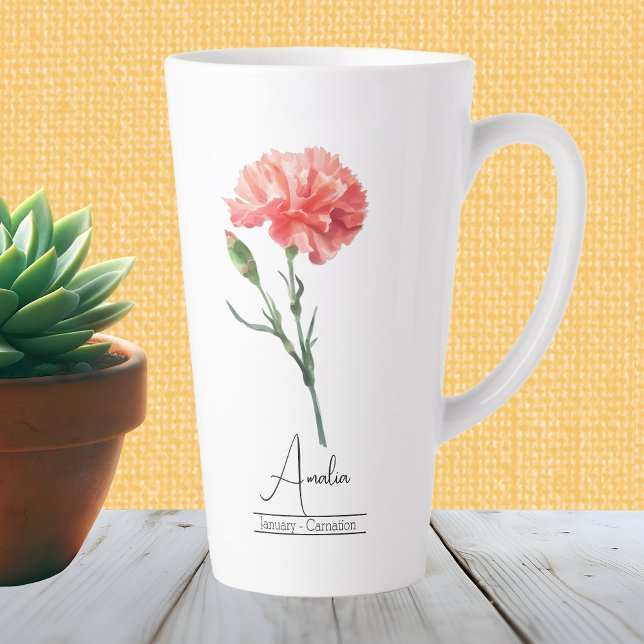 Birth Month Flower January Carnation Latte Mug (Creator Uploaded)