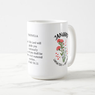 Birth Month Flower JANUARY Custom Name Christian Coffee Mug