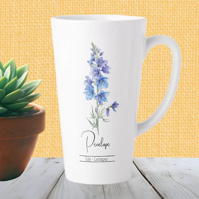 Birth Month Flower July Larkspur Latte Mug (Creator Uploaded)