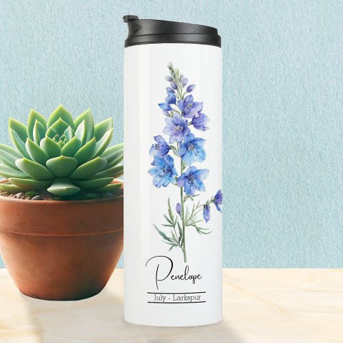 Birth Month Flower July Larkspur Thermal Tumbler