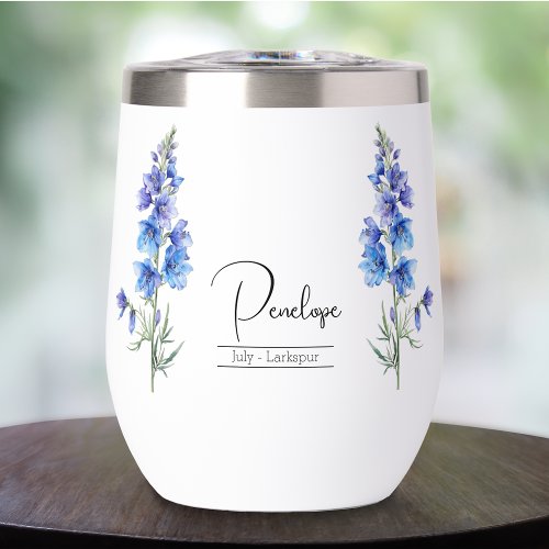 Birth Month Flower July Larkspur Thermal Wine Tumbler