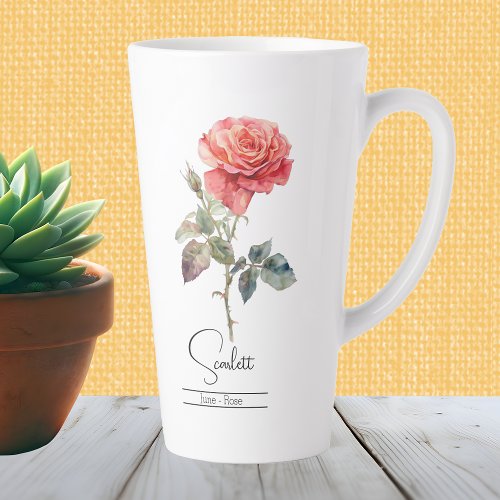 Birth Month Flower June Rose Latte Mug