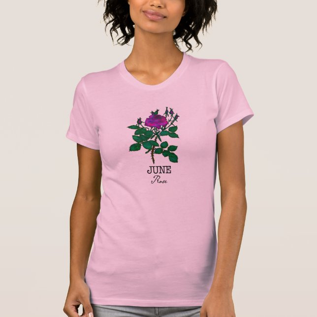 Birth Month Flower June Rose T-Shirt (Front)