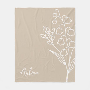 Birth Month Flower, Mai Calligraphy Name  Fleece Blanket