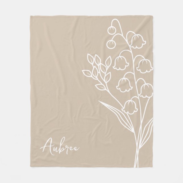 Birth Month Flower, Mai Calligraphy Name  Fleece Blanket (Front)