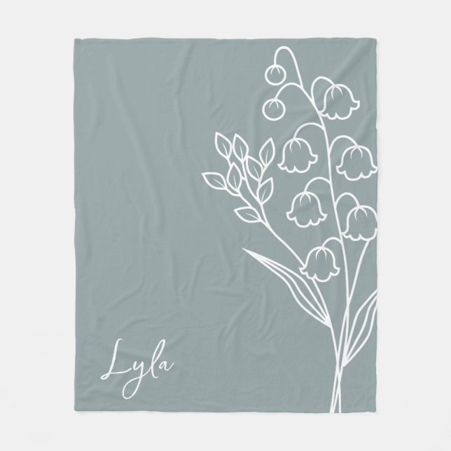 Birth Month Flower, Mai Calligraphy Name  Fleece Blanket (Front)