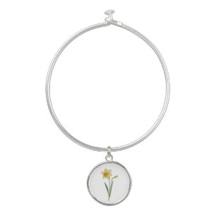 Birth Month Flower March Yellow Daffodil Bangle Bracelet