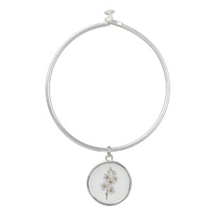 Birth Month Flower May Hawthorn Bangle Bracelet