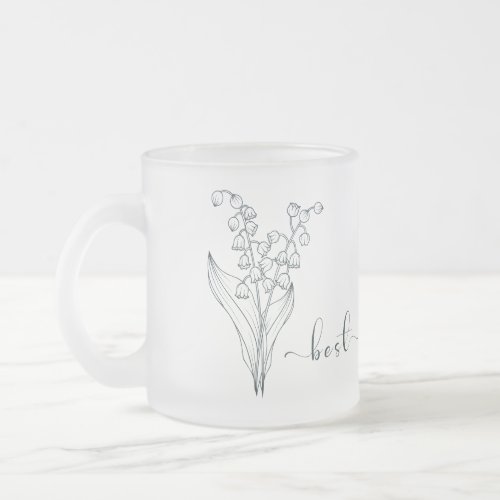 Birth Month Flower May Lily Birthday Gift for Mom  Frosted Glass Coffee Mug