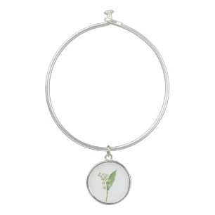 Birth Month Flower May Lily of the Valley Bangle Bracelet