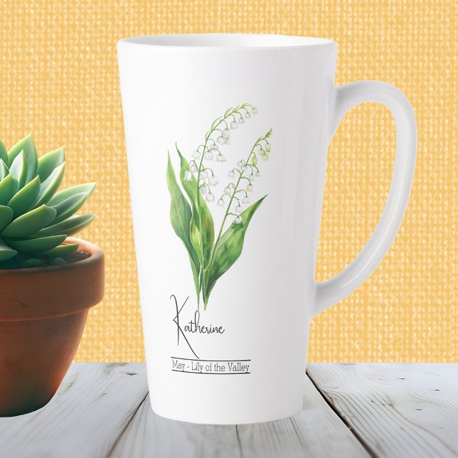 Birth Month Flower May Lily of the Valley Latte Mug (Creator Uploaded)