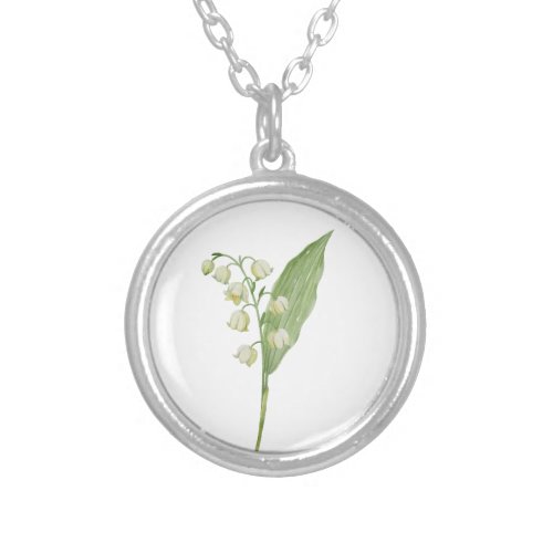 Birth Month Flower May Lily of the Valley Silver Plated Necklace