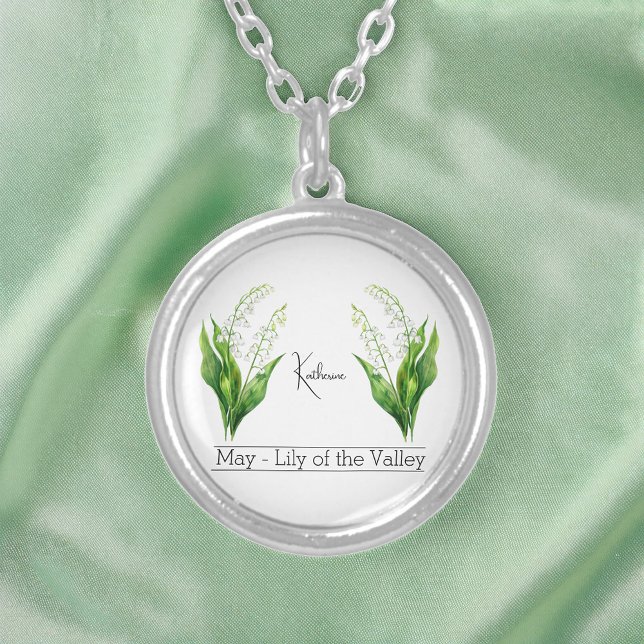 Birth Month Flower May Lily of the Valley Silver Plated Necklace (Creator Uploaded)