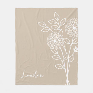 Birth Month Flower, November Calligraphy Name  Fleece Blanket