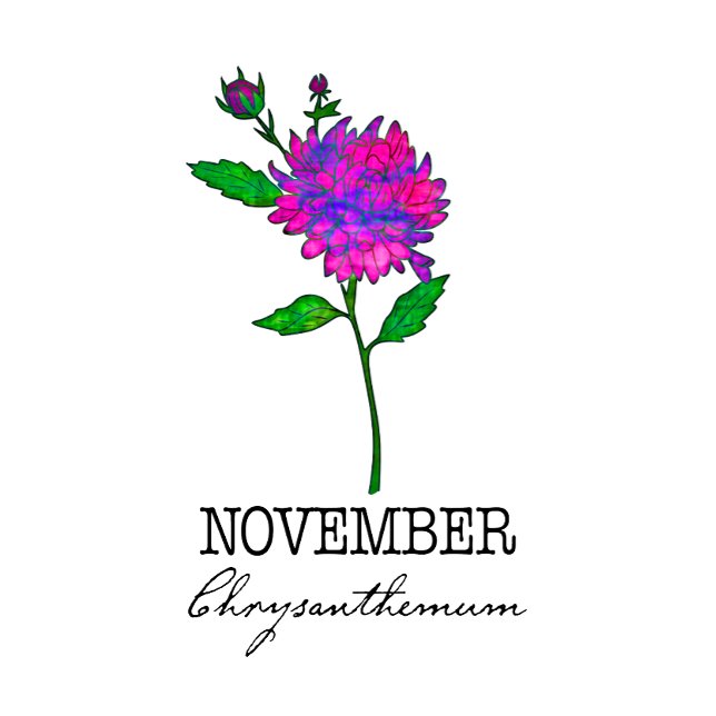 Birth Month Flower November Chrysanthemum Throw Pillow (Creator Uploaded)