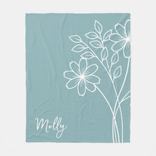 Birth Month Flower, October Calligraphy Name  Fleece Blanket