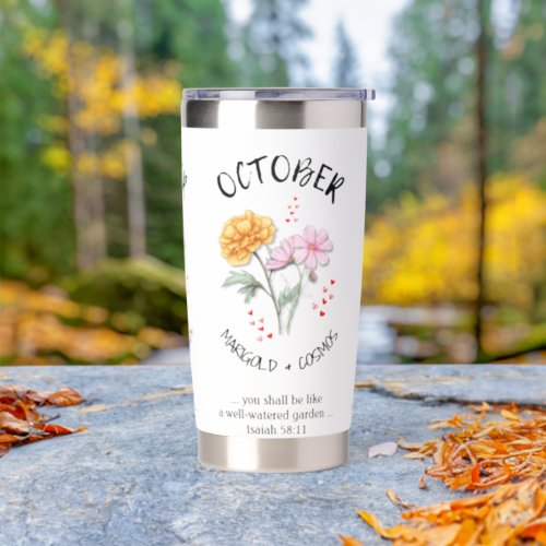 Birth Month Flower OCTOBER Christian Insulated Tumbler