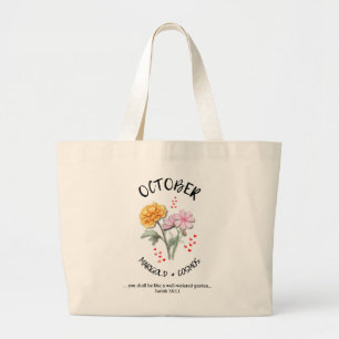 Birth Month Flower OCTOBER Christian Large Tote Bag