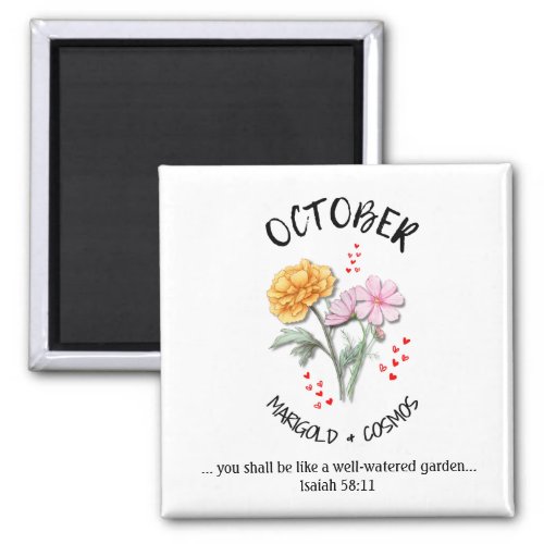 Birth Month Flower OCTOBER Christian Magnet