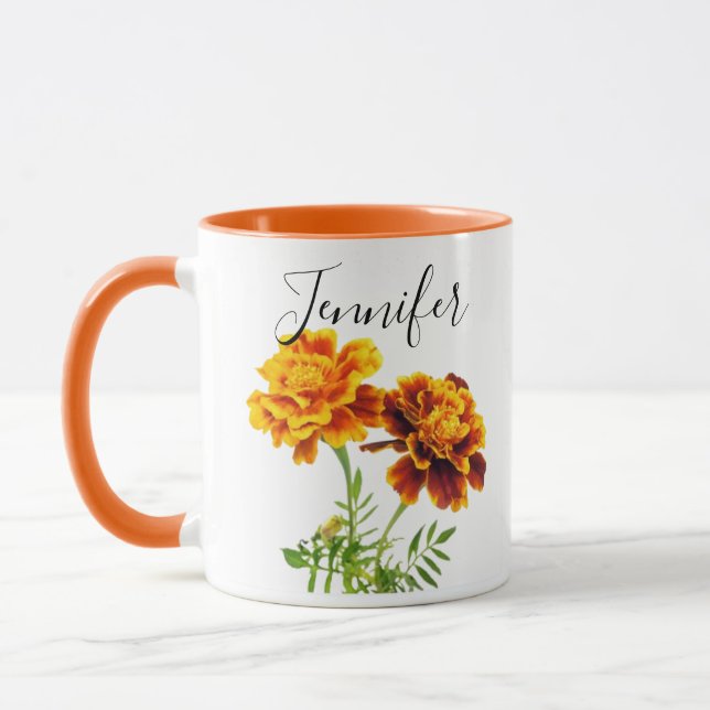 Birth month flower-October  personalized mug (Left)