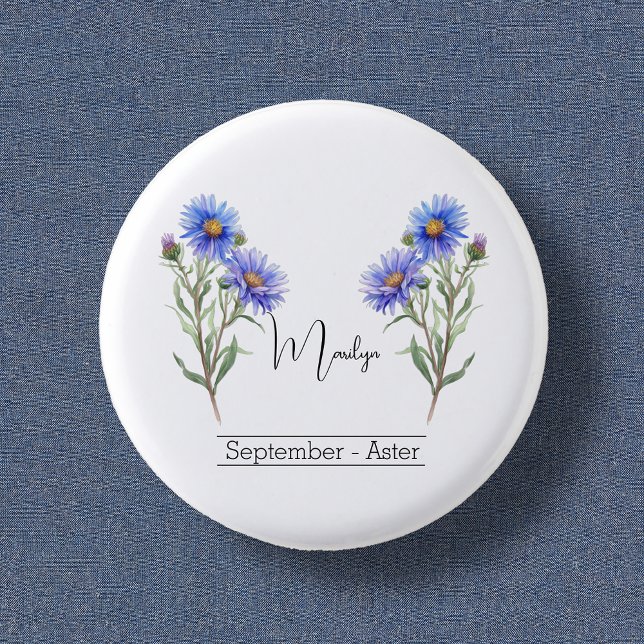 Birth Month Flower September Aster Button (Creator Uploaded)