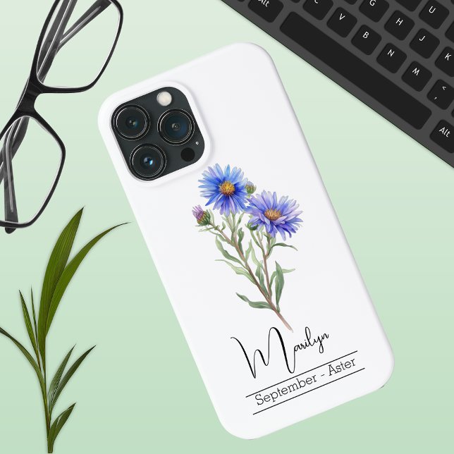 Birth Month Flower September Aster Case-Mate iPhone Case (Creator Uploaded)