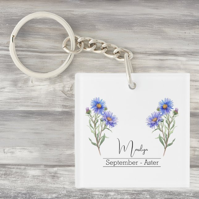 Birth Month Flower September Aster Keychain (Creator Uploaded)