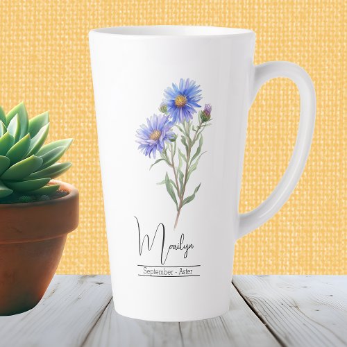 Birth Month Flower September Aster Latte Mug