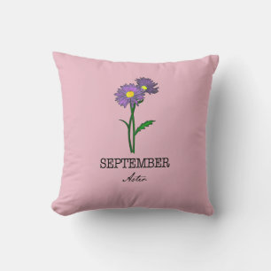 Birth Month Flower September Aster Throw Pillow