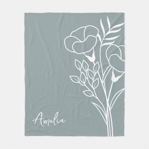 Birth Month Flower September Calligraphy Name  Fleece Blanket