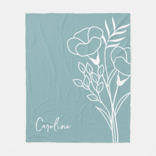 Birth Month Flower, September Calligraphy Name  Fleece Blanket