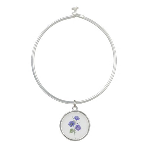 Birth Month Flower September Morning Glory Bangle Bracelet