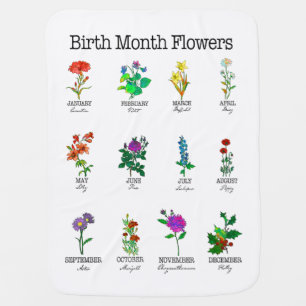 Birth Month Flowers All 12 months Baby Blanket