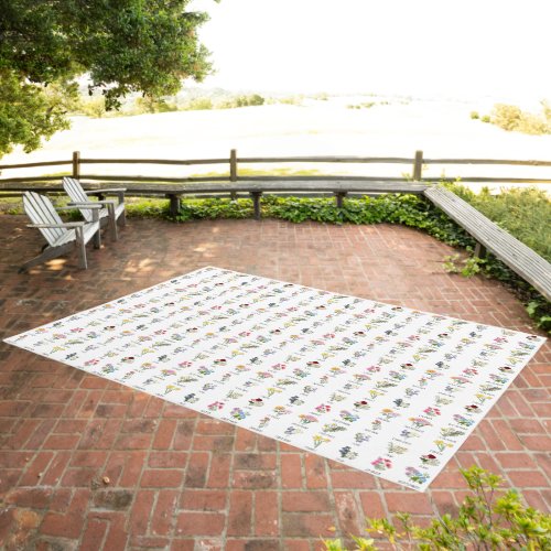 BIRTH MONTH FLOWERS All Year Jan to Dec FLORAL Outdoor Rug