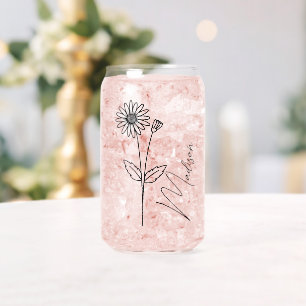  Birth Month Flowers April Daisy Bridesmaid Name Can Glass