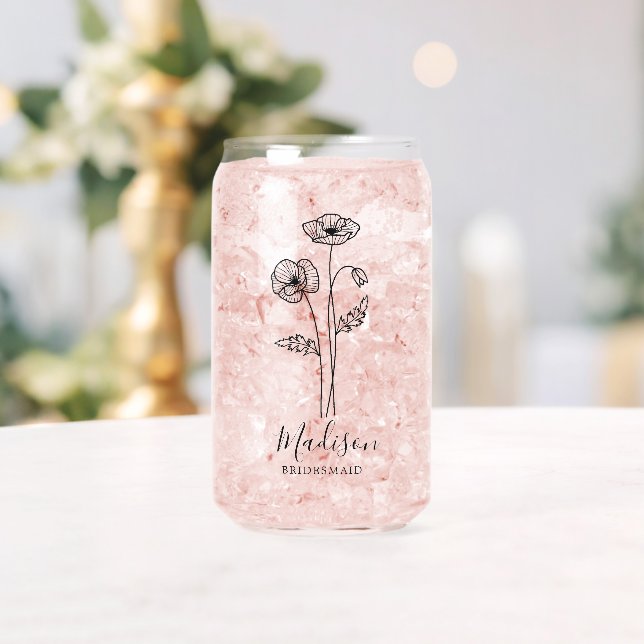  Birth Month Flowers August Poppy Bridesmaid Can Glass (Insitu (Wedding))