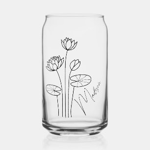 Birth Month Flowers July Water Lily Bridesmaid Can Glass