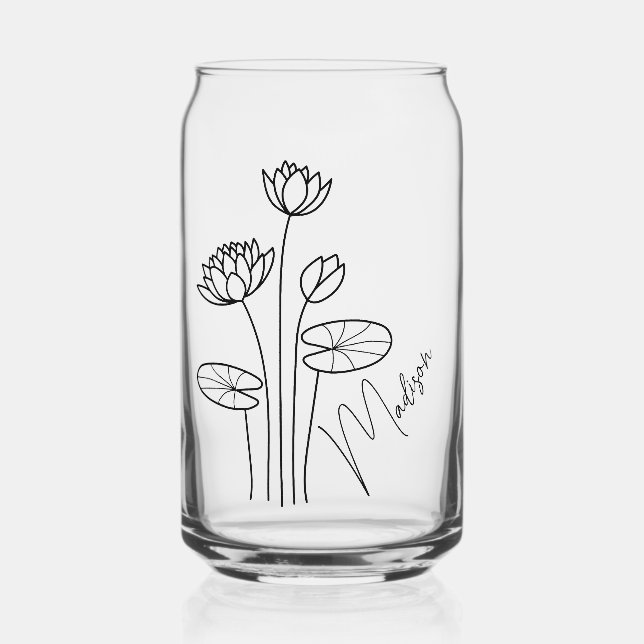  Birth Month Flowers July Water Lily Bridesmaid Can Glass (Front)