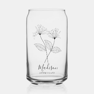  Birth Month Flowers June Honeysuckle Bridesmaid Can Glass