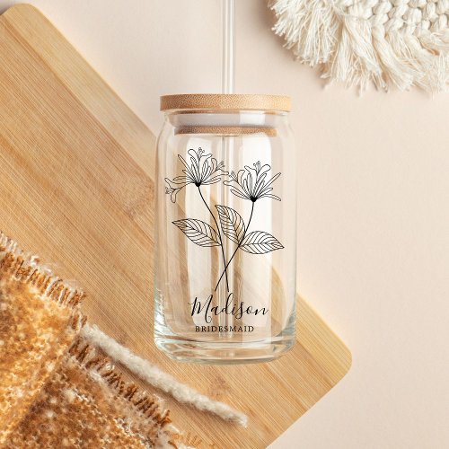  Birth Month Flowers June Honeysuckle Bridesmaid Can Glass