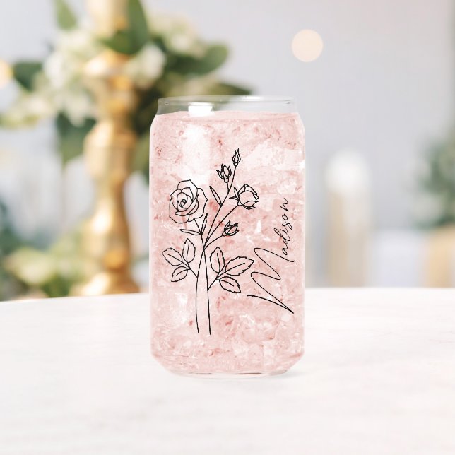  Birth Month Flowers June Rose Bridesmaid Gifts Can Glass (Insitu (Wedding))
