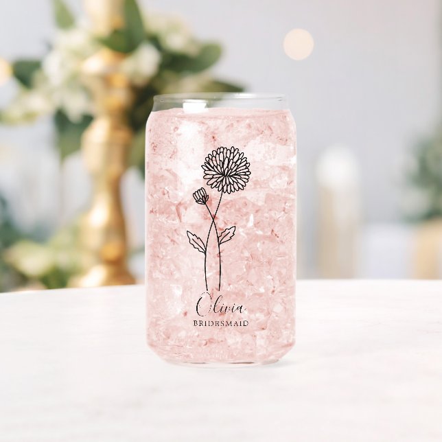 Birth Month Flowers November Chrysanthe Bridesmaid Can Glass (Insitu (Wedding))