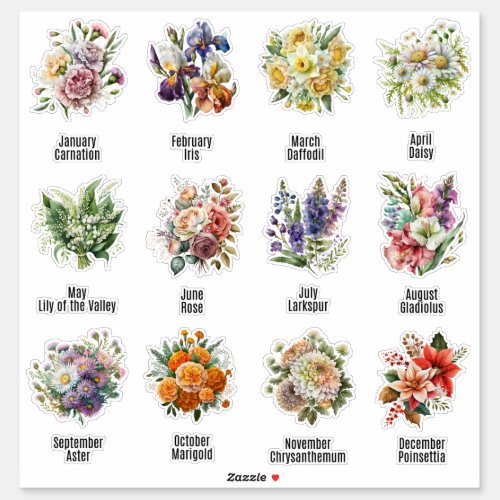 Birth Month Flowers Sticker