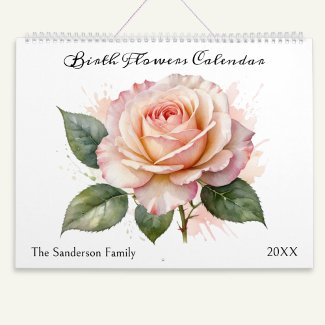 Birth Month Flowers Watercolor Personalized
