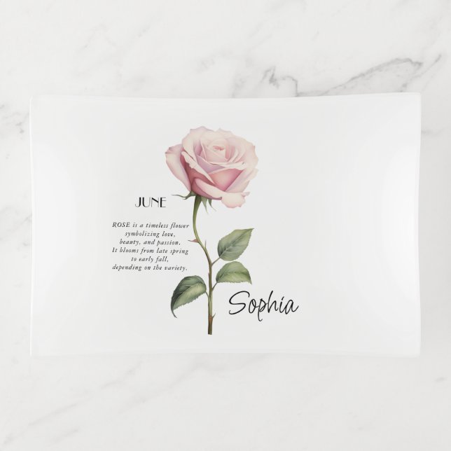  Birth Month June Flower Personalized, Trinket Tray (Front)
