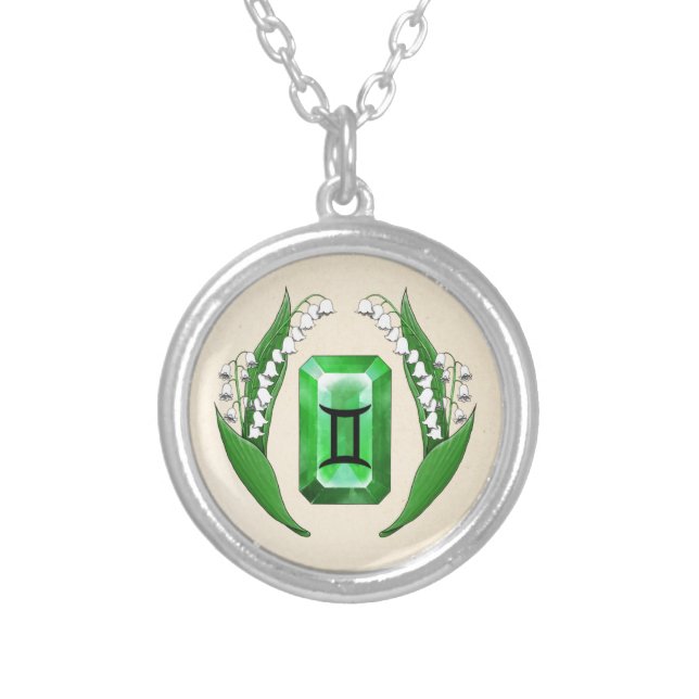 Birth Month May Gemini Silver Plated Necklace (Front)